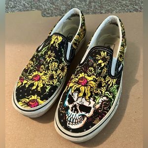 Vans Unisex Floral Skull Slip Ons / W 10.5 / M 8.5